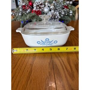 CORNINGWARE P1B 1QT Casserole Dish with Lid Blue Floral Vintage Made in USA